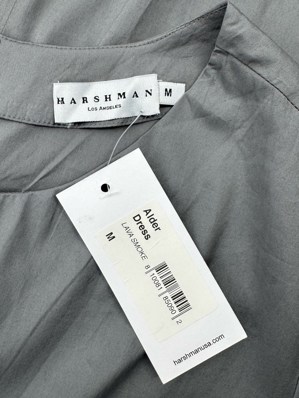 Harshman Alder Tie Waist A-Line Midi Dress Lava Smoke Gray Medium NWT - Picture 6 of 8